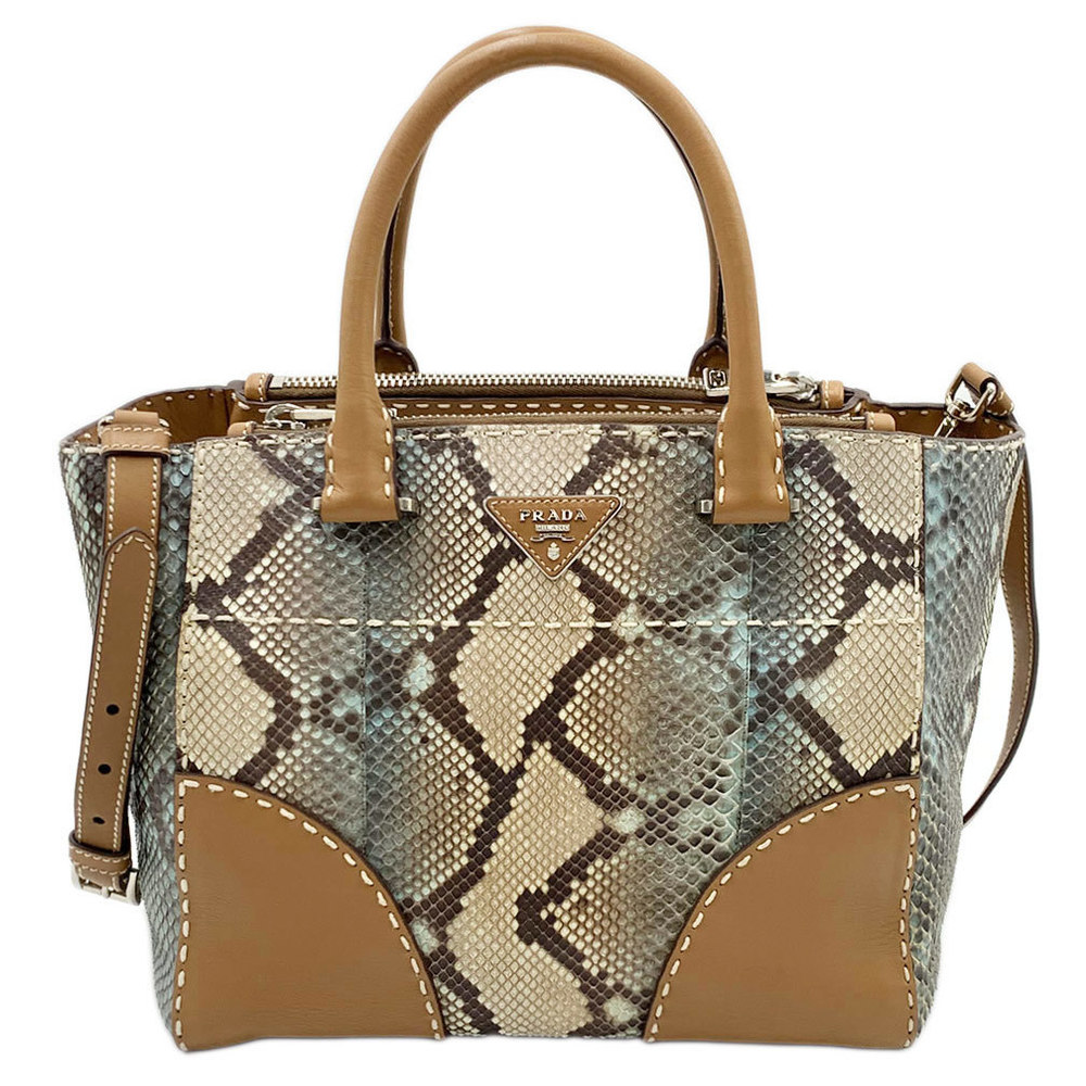 Prada 2way Silver Handbag Python Shoulder Leather… - image 2
